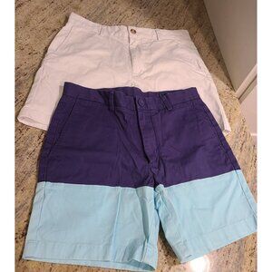 2 Pair Lot Vineyard Vines Whale Breaker Shorts Flat Stretch Chino Mens Size 30